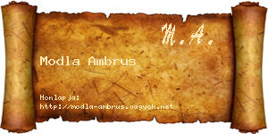 Modla Ambrus névjegykártya